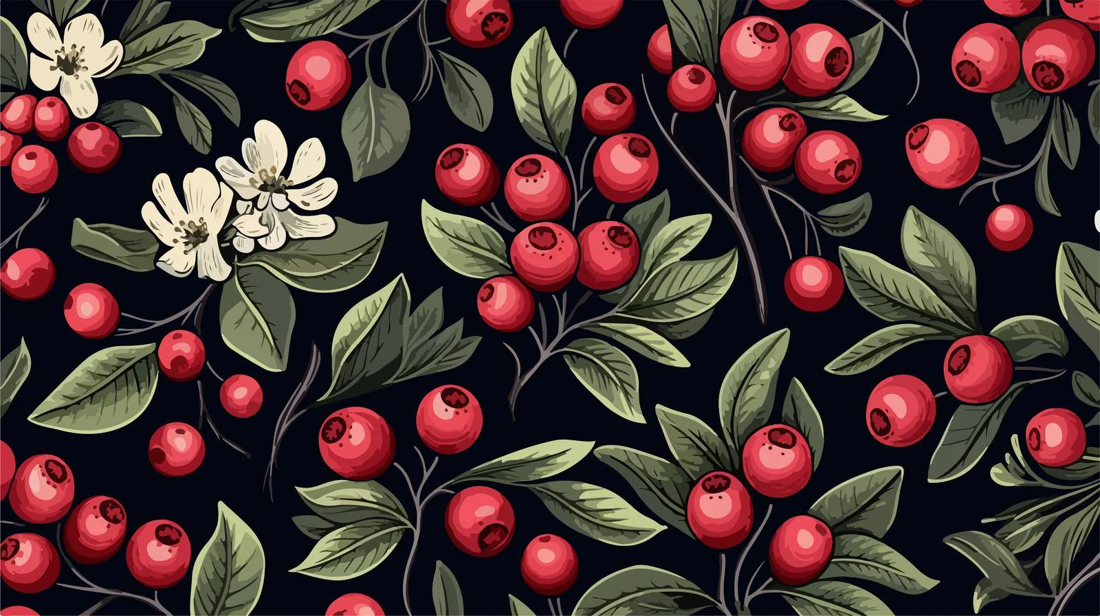 Chic Arctic Lingonberry Seamless Pattern Design — free download from Dotvec