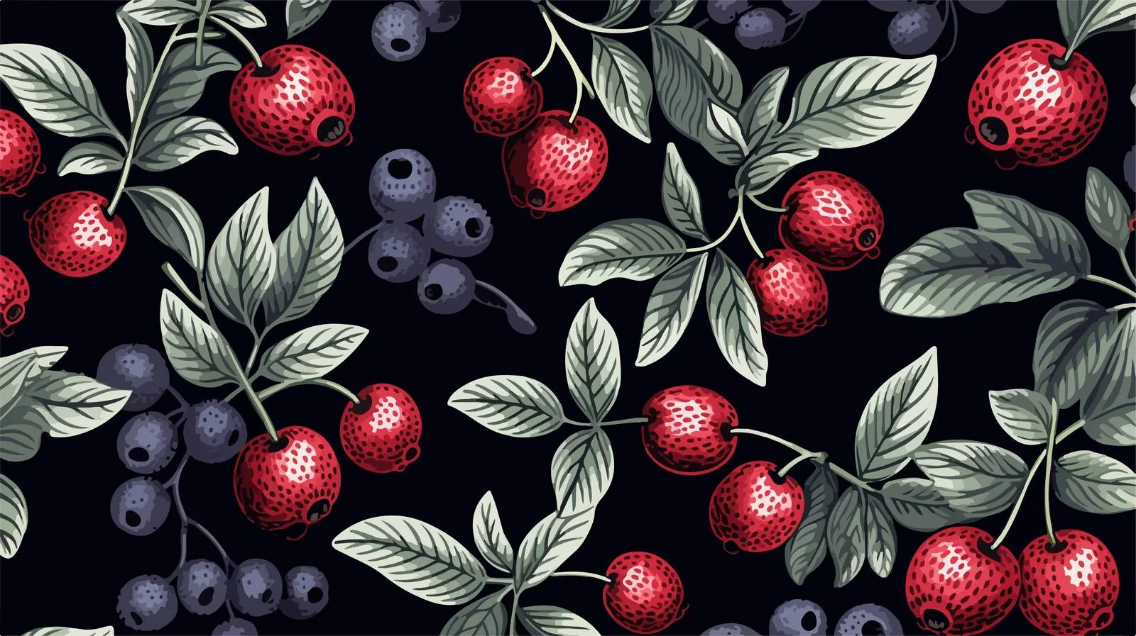 Sophisticated Arctic Lingonberry Seamless Pattern Design — free download from Dotvec