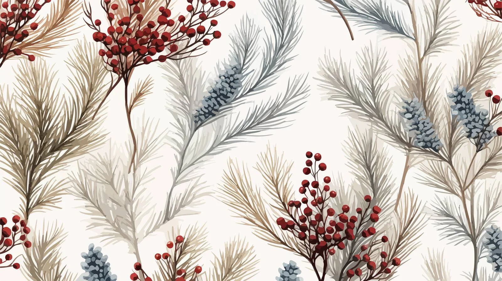Sophisticated Coniferous Branches Seamless Design — free download from Dotvec