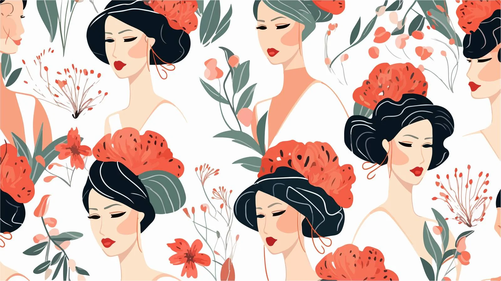 Beautiful Stylish Seamless Head Pattern Design — free download from Dotvec