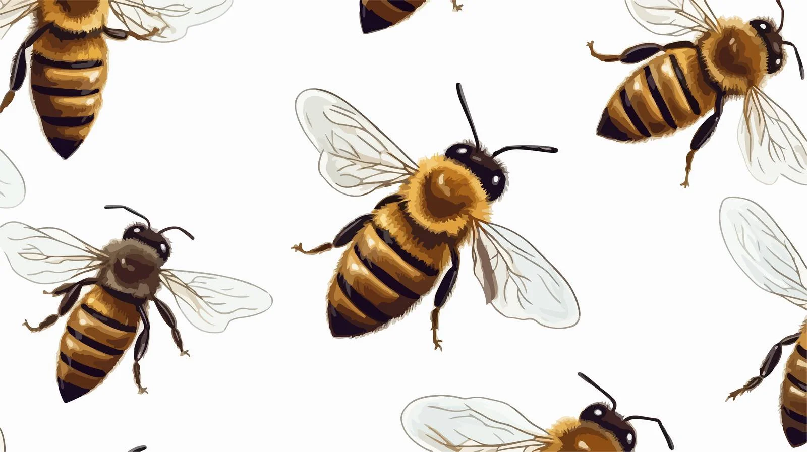 Charming Honey Bee Seamless Pattern Design — free download from Dotvec