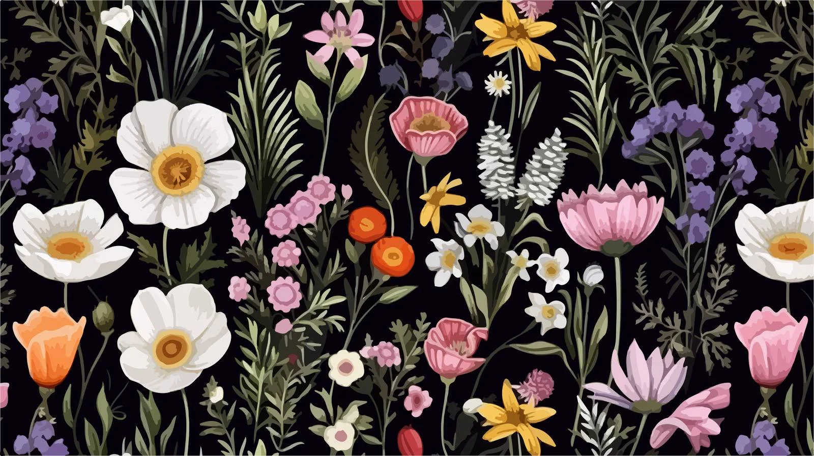 Chic Seamless Wildflower Pattern with Modern Flora — free download from Dotvec