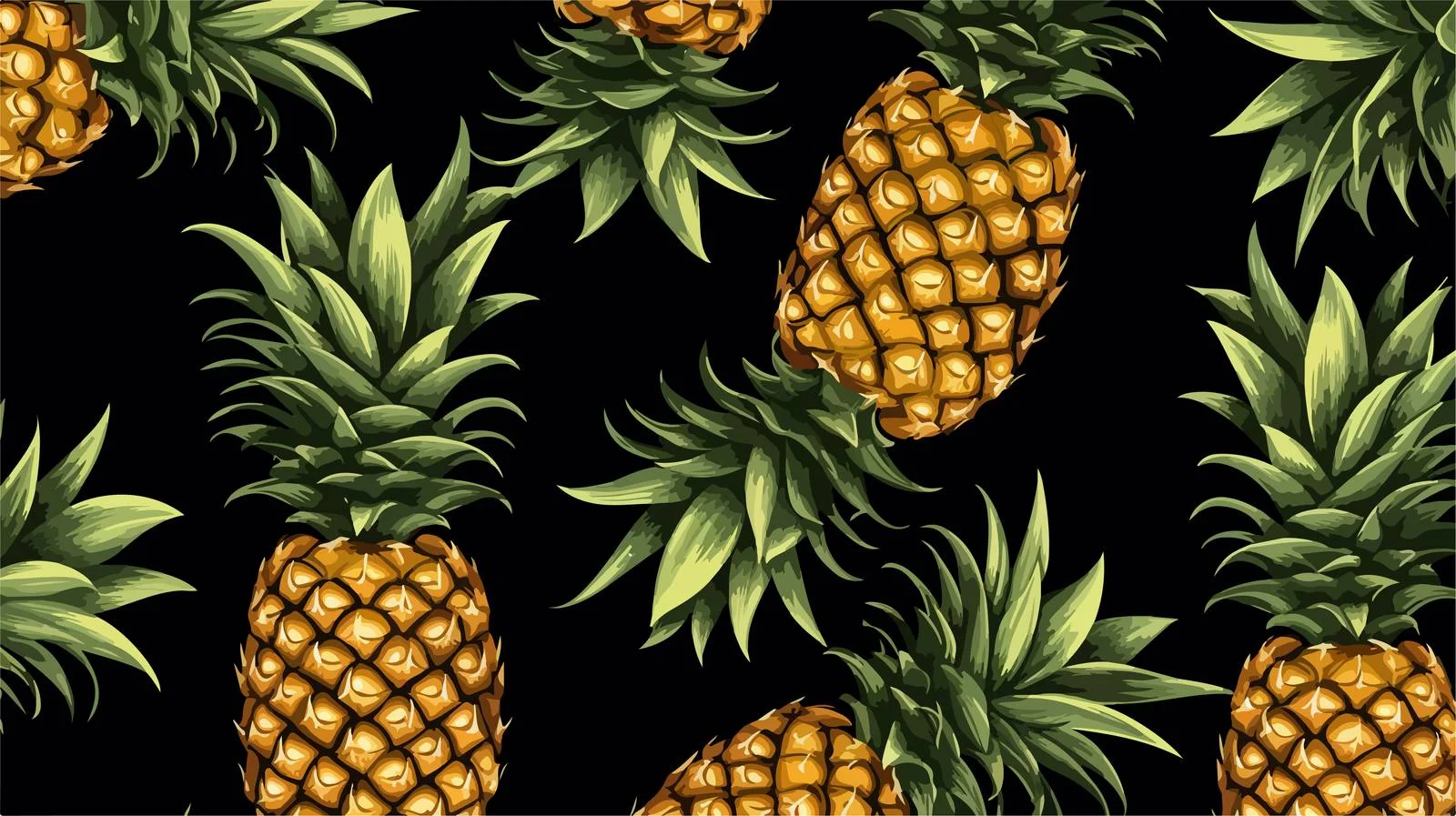 Sophisticated Pineapple Seamless Pattern with Sliced Fruit — free download from Dotvec
