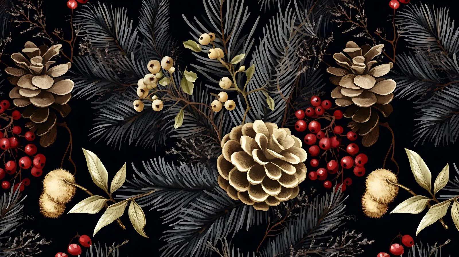 Winter Botanical Seamless Pattern in Elegance — free download from Dotvec