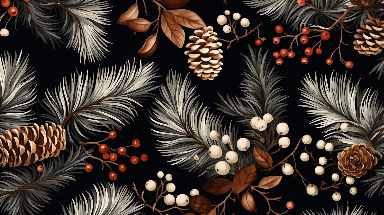 Sophisticated Winter Foliage Seamless Design — free download from Dotvec