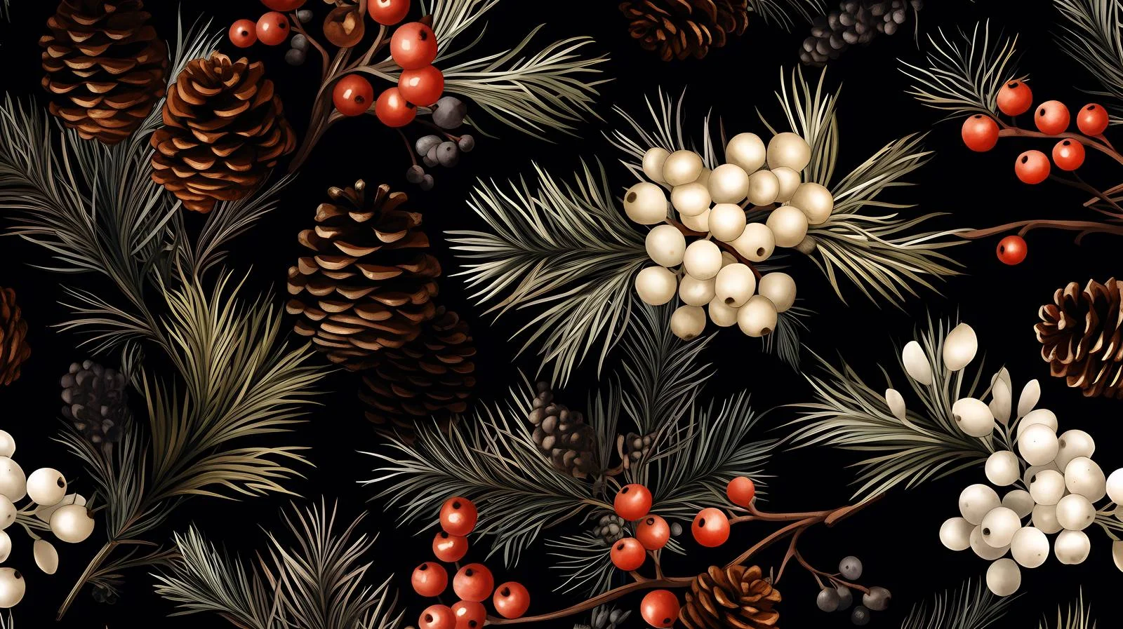 Sophisticated Winter Foliage Seamless Design — free download from Dotvec