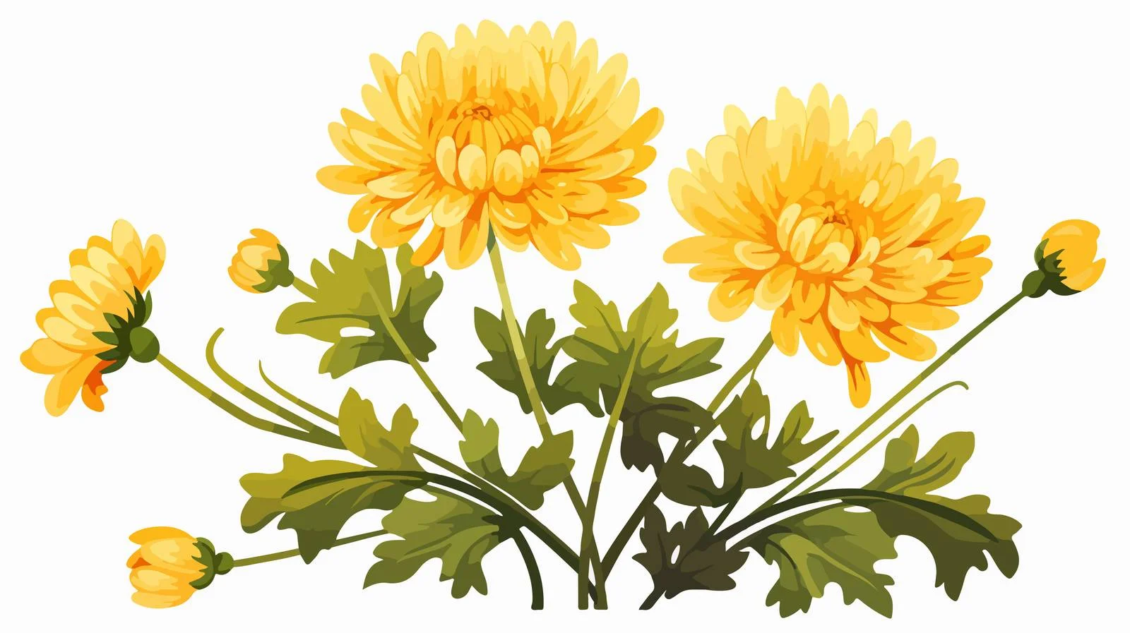Exquisite Yellow Japanese Chrysanthemum Bouquet — free download from Dotvec