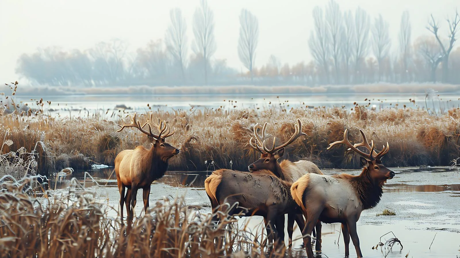 Elk Roaming Yellow Sea Wetland Sanctuary — free download from Dotvec