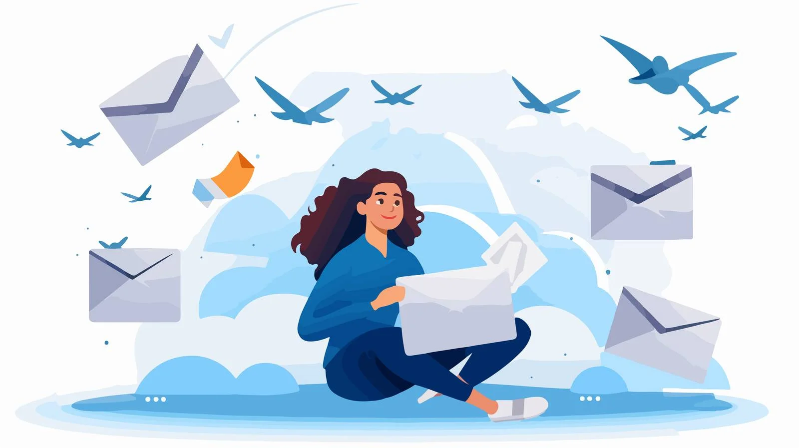 Joyful Woman Promoting Email Marketing Newsletter – free email marketing image from Dotvec