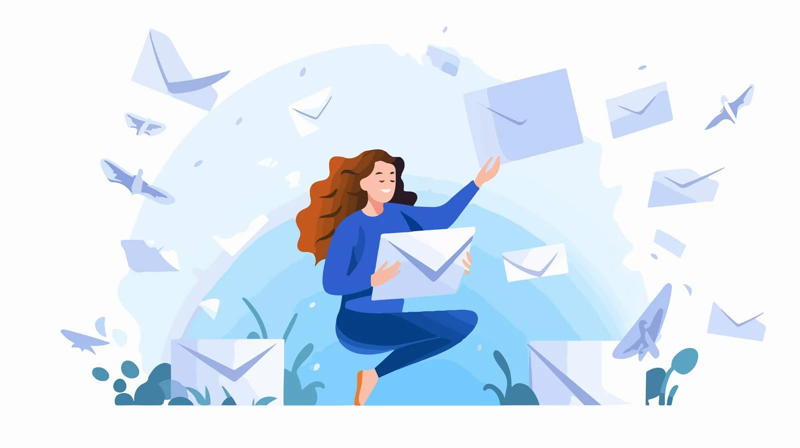 Joyful woman in email marketing concept — free download from Dotvec