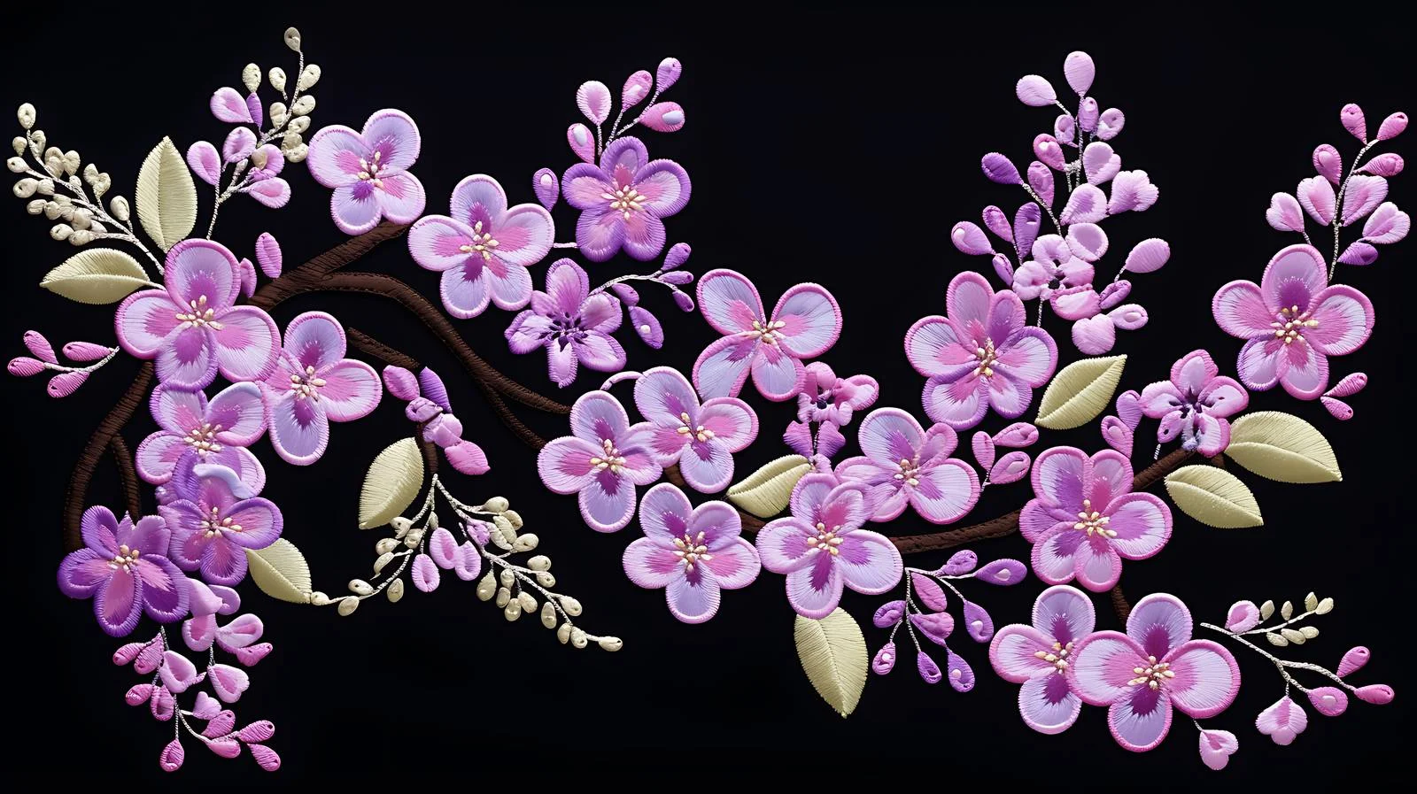 Lilac Flower Branch Embroidery Composition — free download from Dotvec