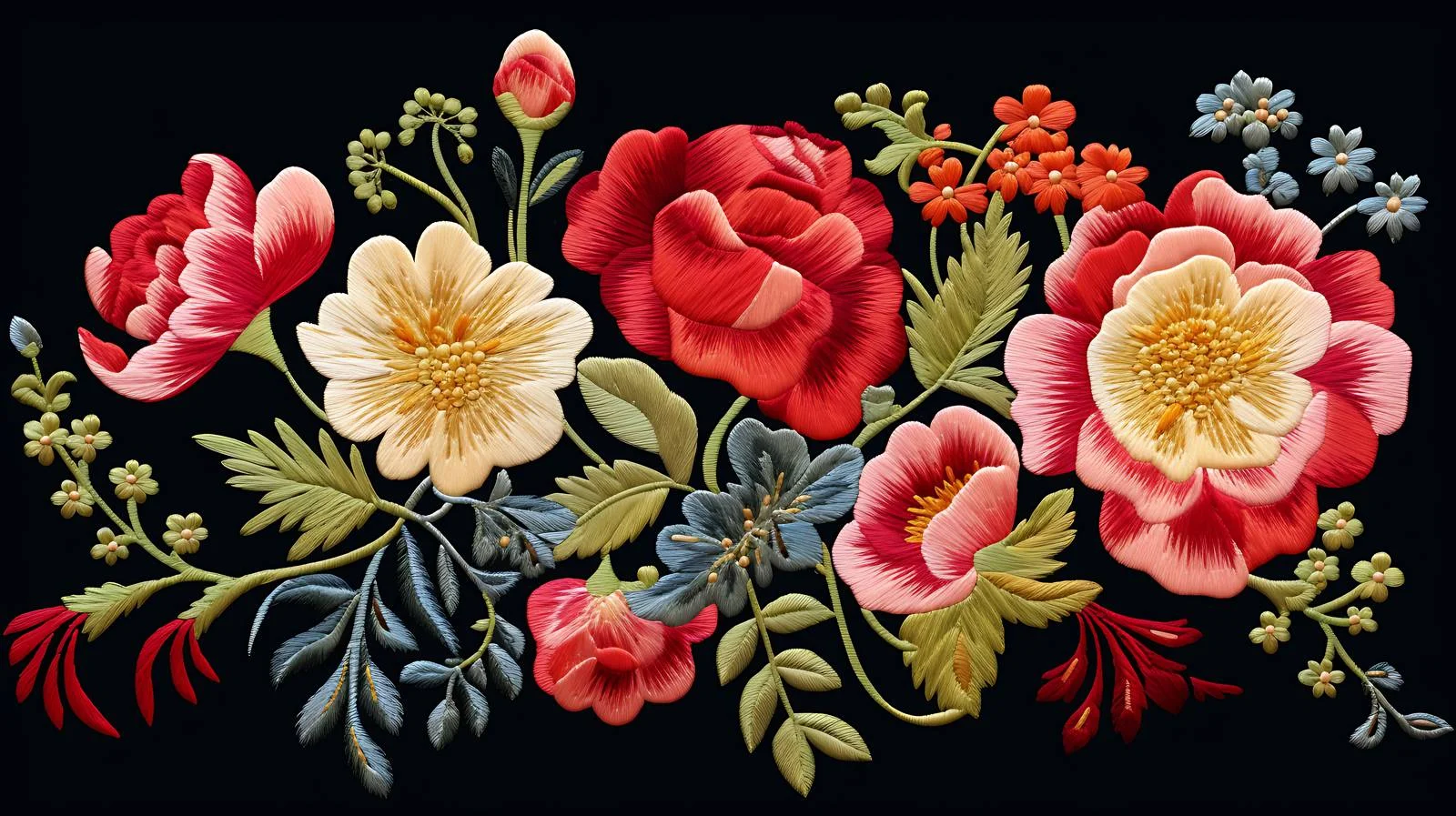 Exquisite Embroidered Peony Composition — free download from Dotvec