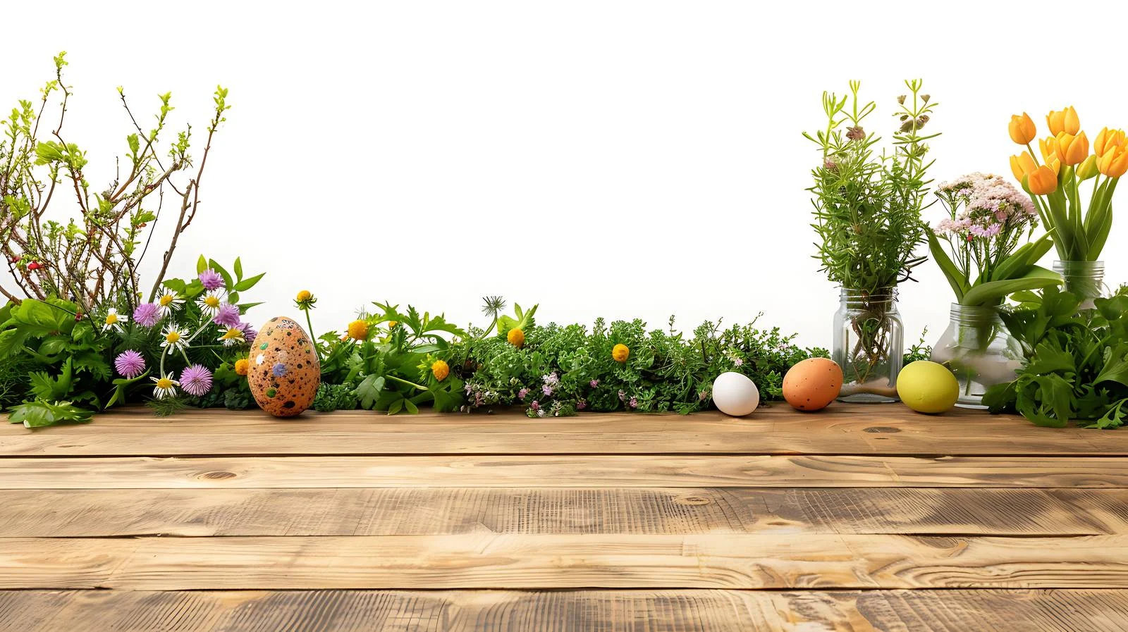 Easter Spring Theme Wooden Table Background — free download from Dotvec