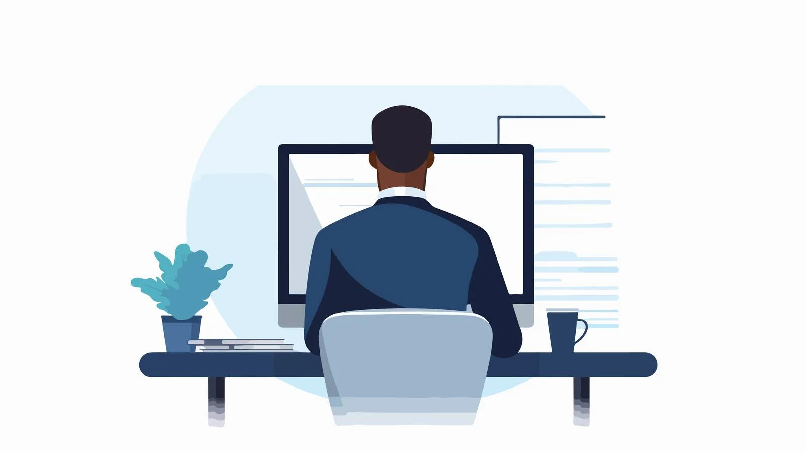 Professional Black Male Office Computer Work — free download from Dotvec