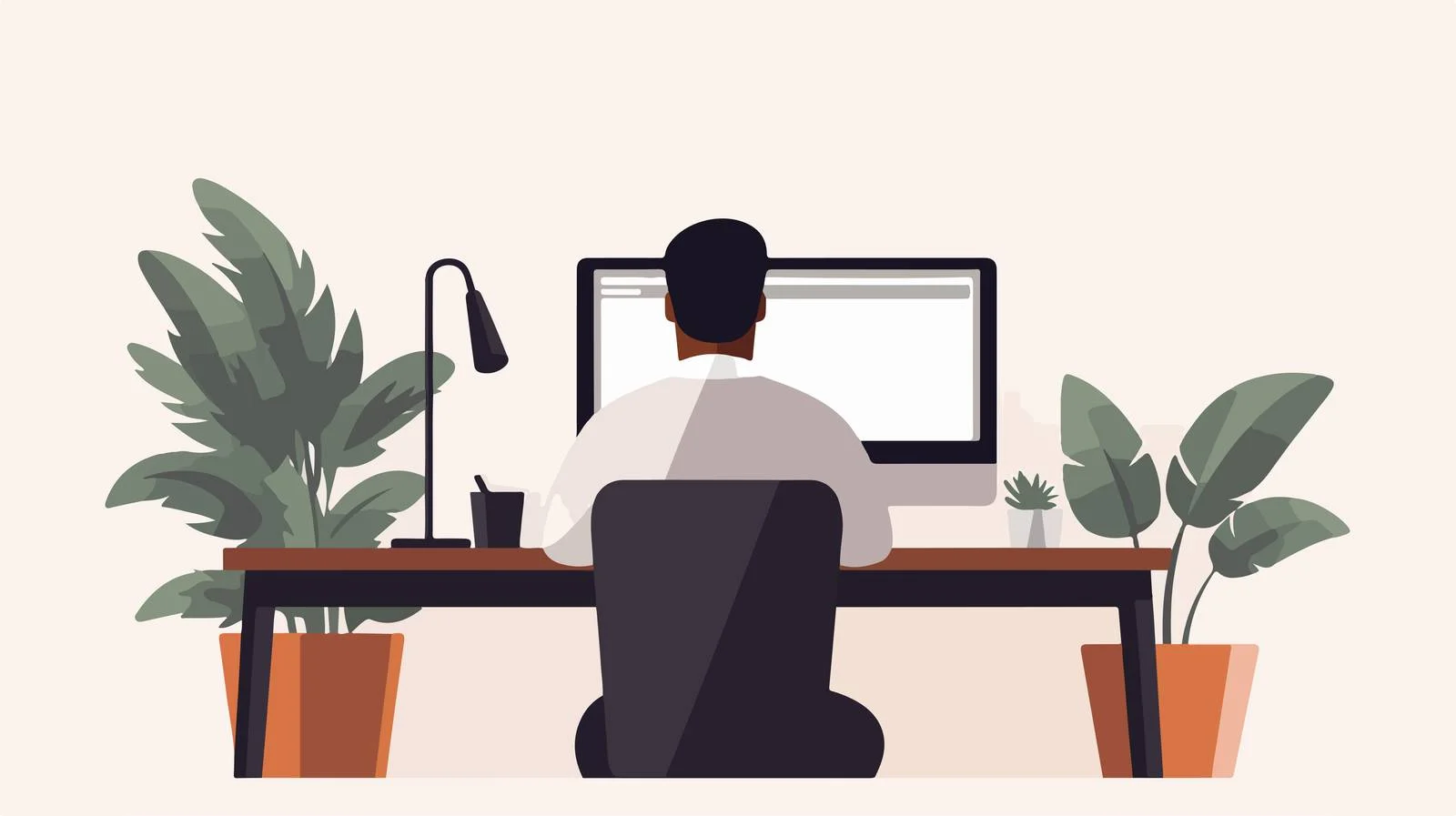 Professional black man working at desktop — free download from Dotvec