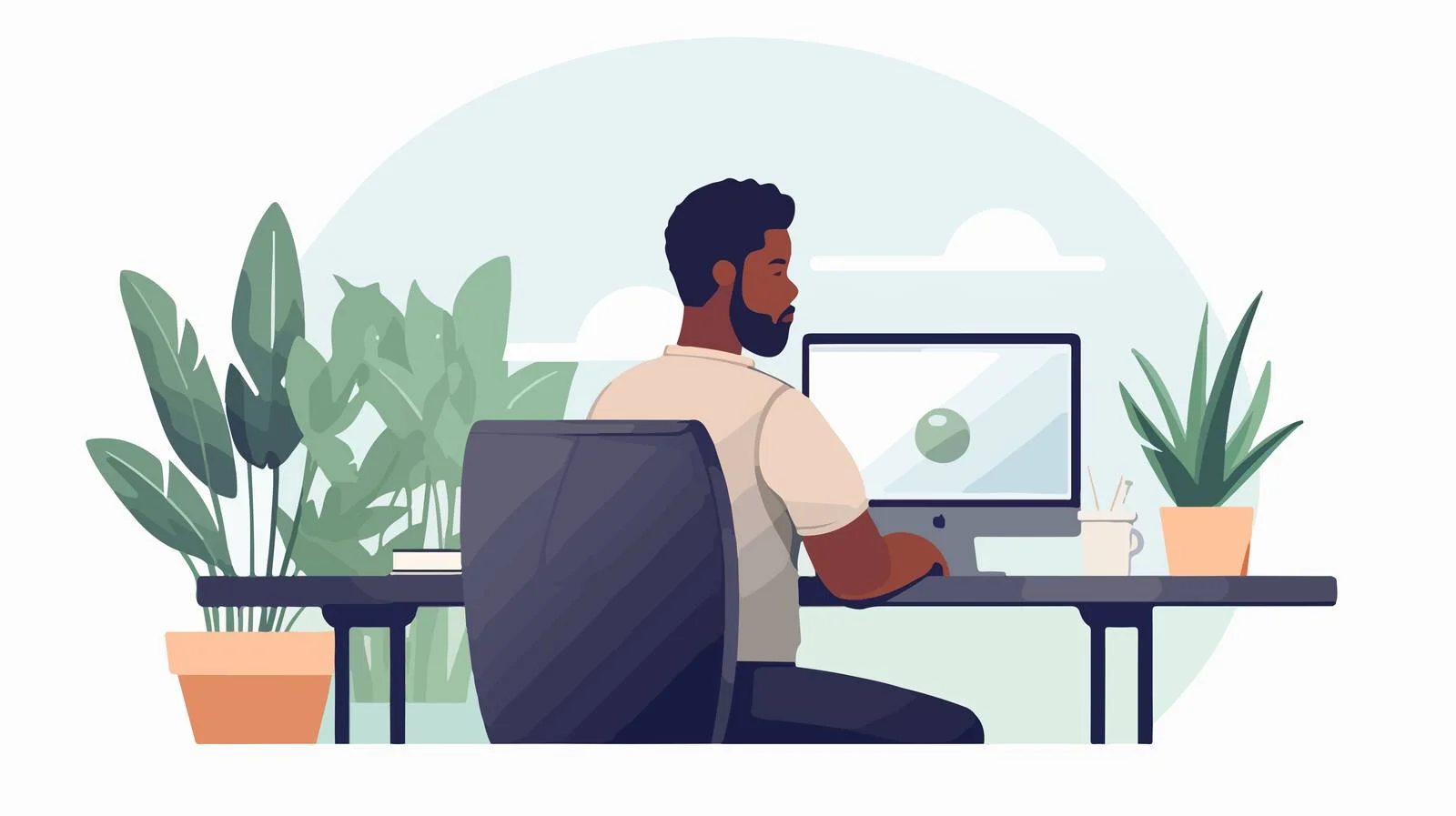 Professional Black Man at Office Desk — free download from Dotvec