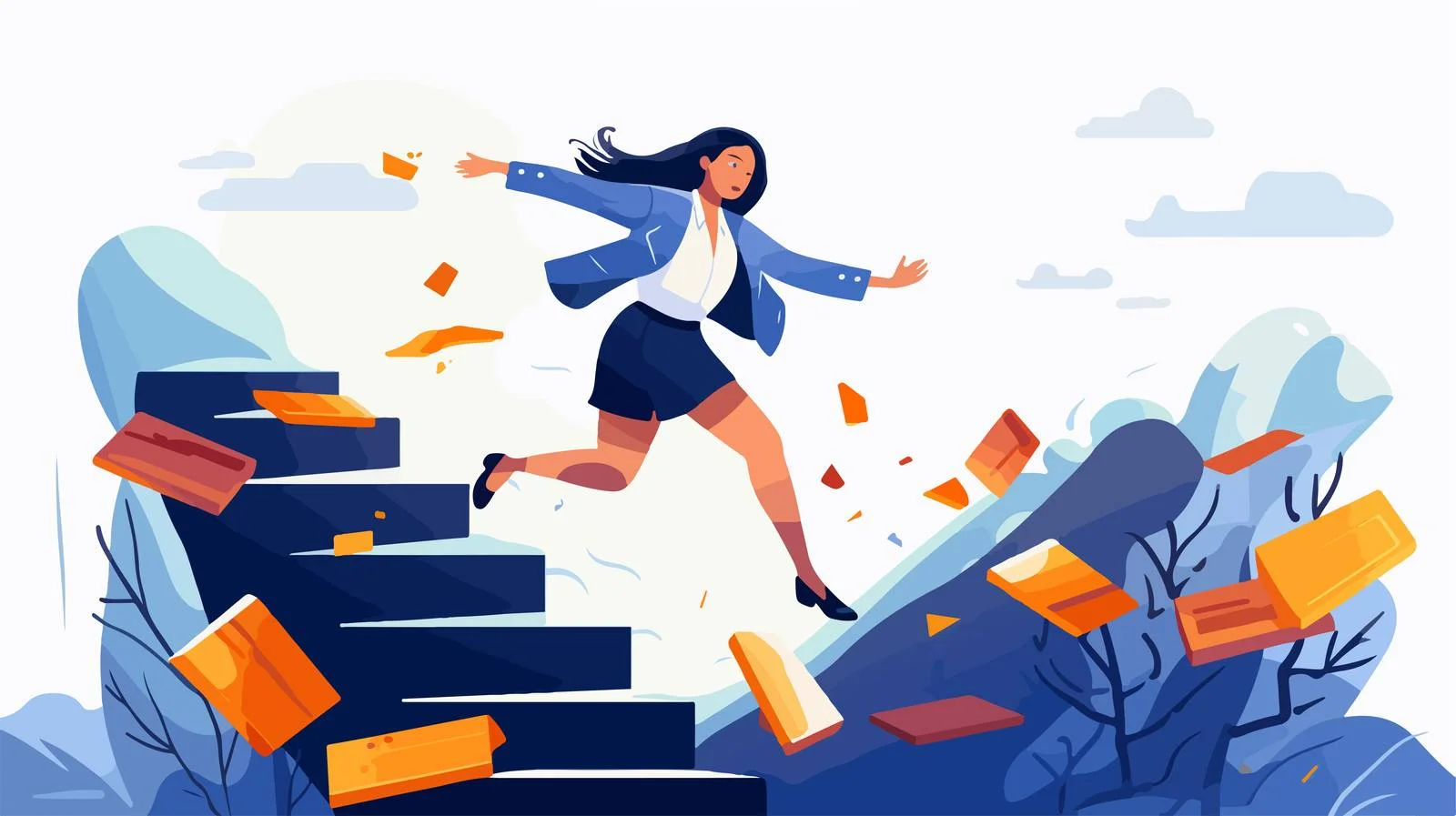 Career Descent: Employee Tumbling Down Ladder — free download from Dotvec