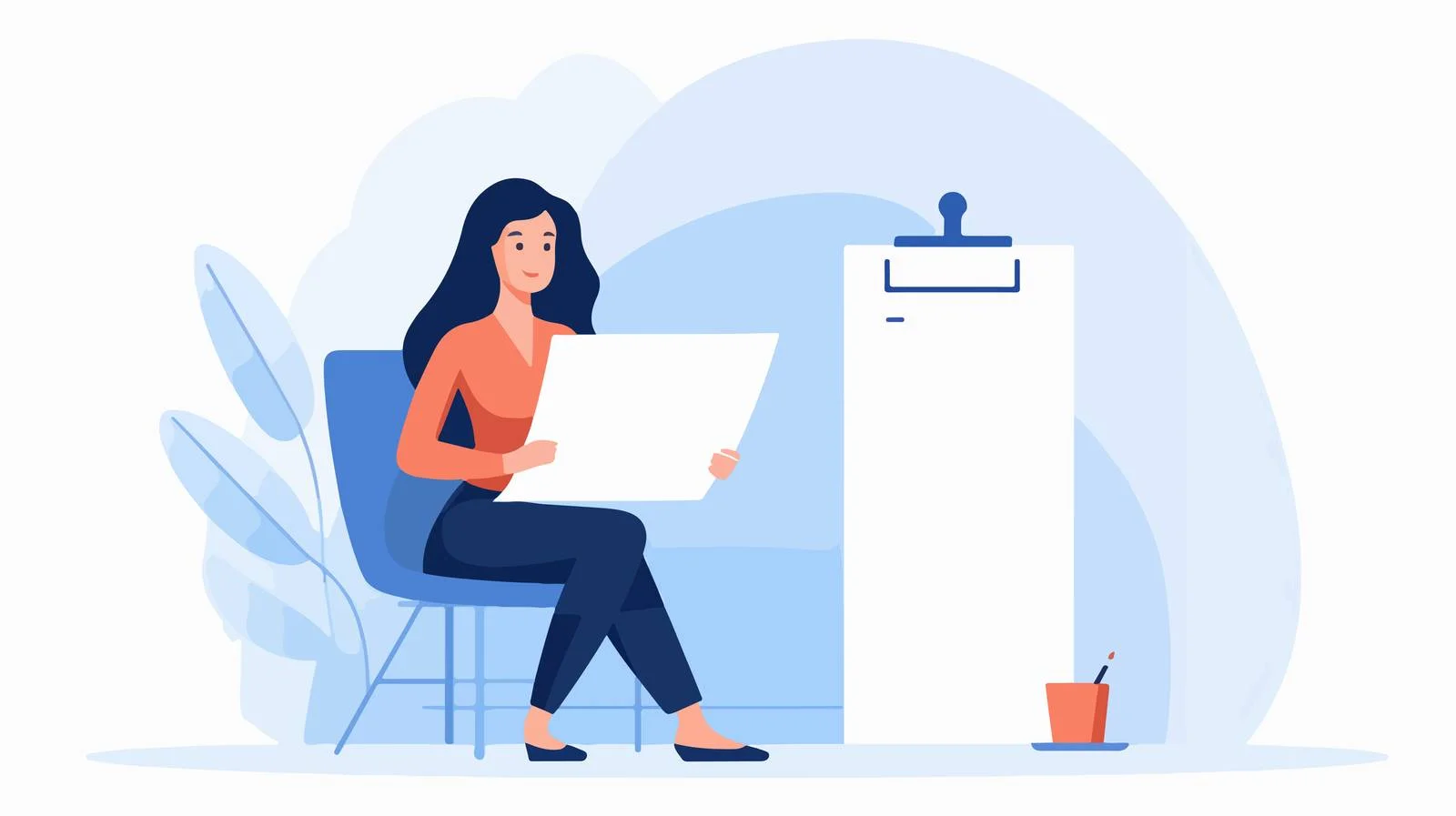 Professional Woman Reading Document on Clipboard — free download from Dotvec