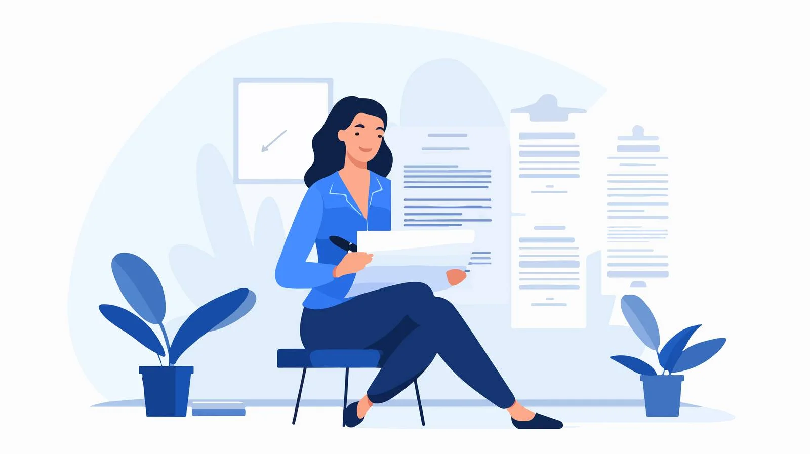 Professional Woman Reviewing Document in Office — free download from Dotvec