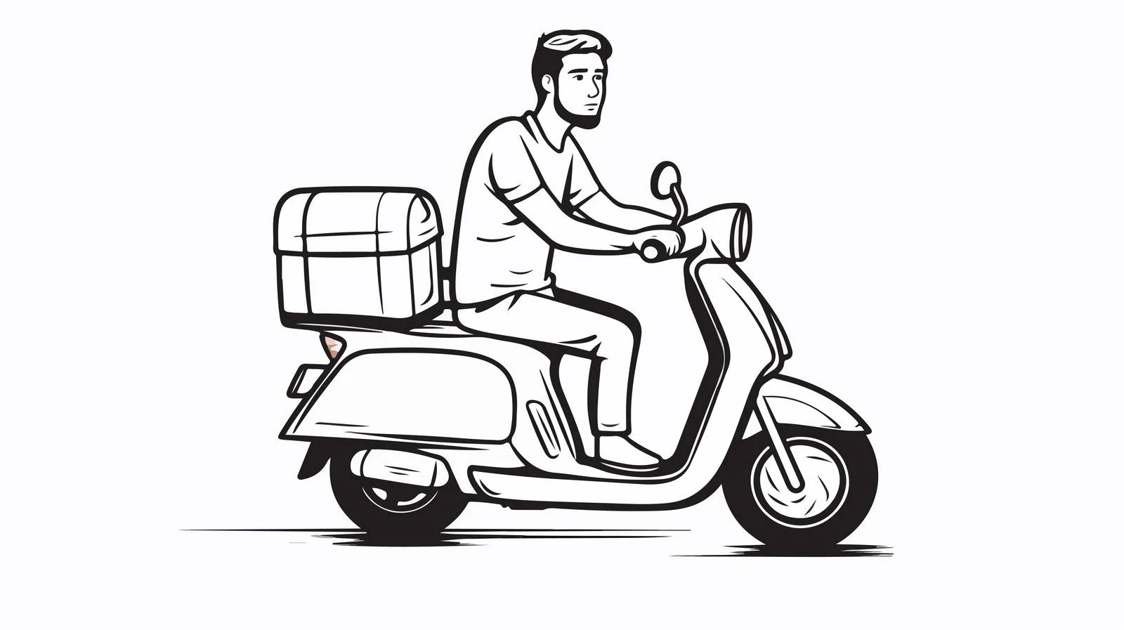 Employee Delivery Bike Hand-Drawn Outline — free download from Dotvec