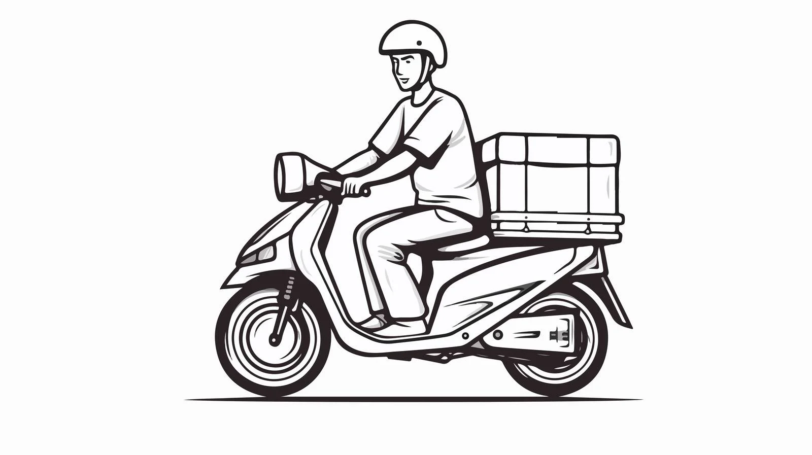 Delivery Personnel on Bicycle Sketch — free download from Dotvec