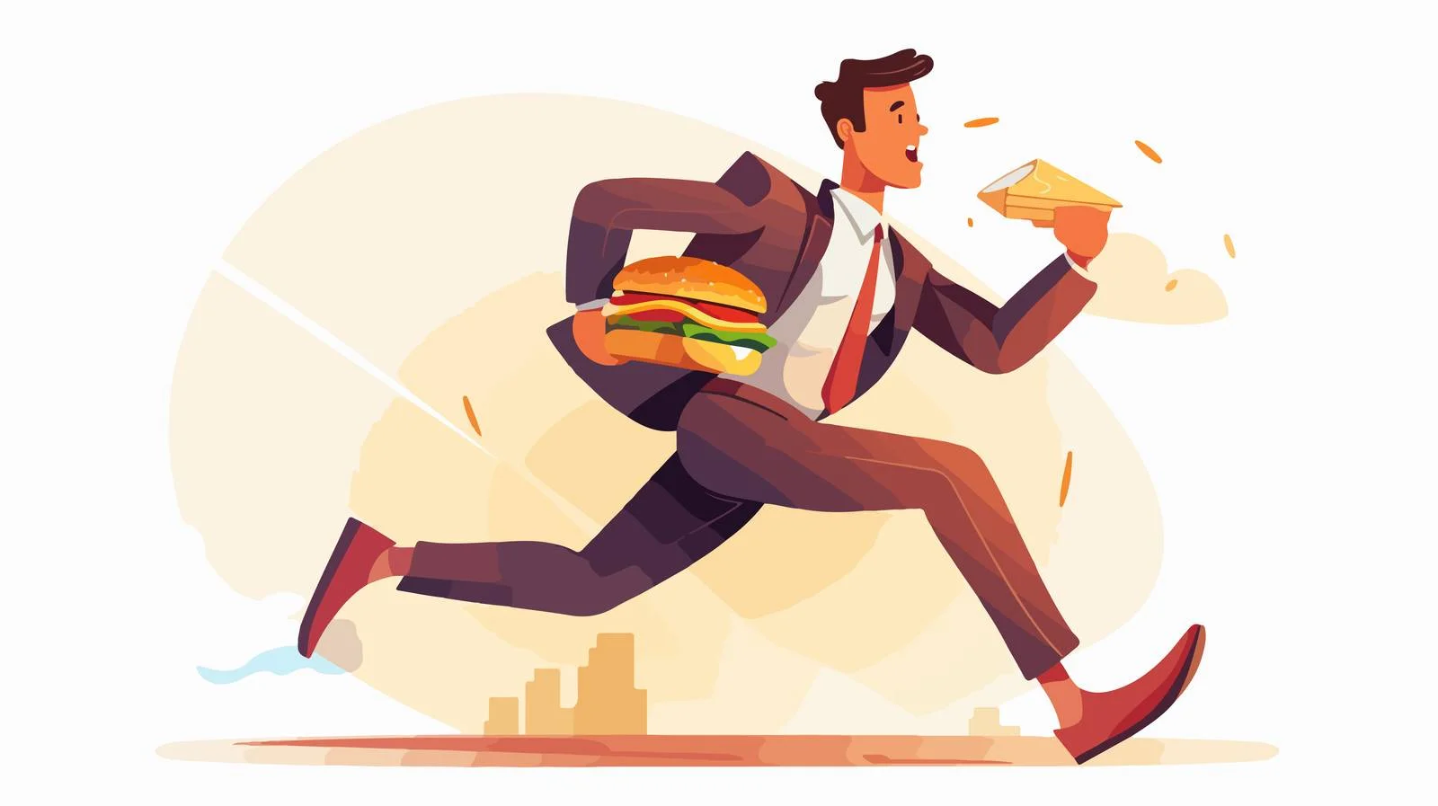 Corporate worker eating fast food in haste — free download from Dotvec