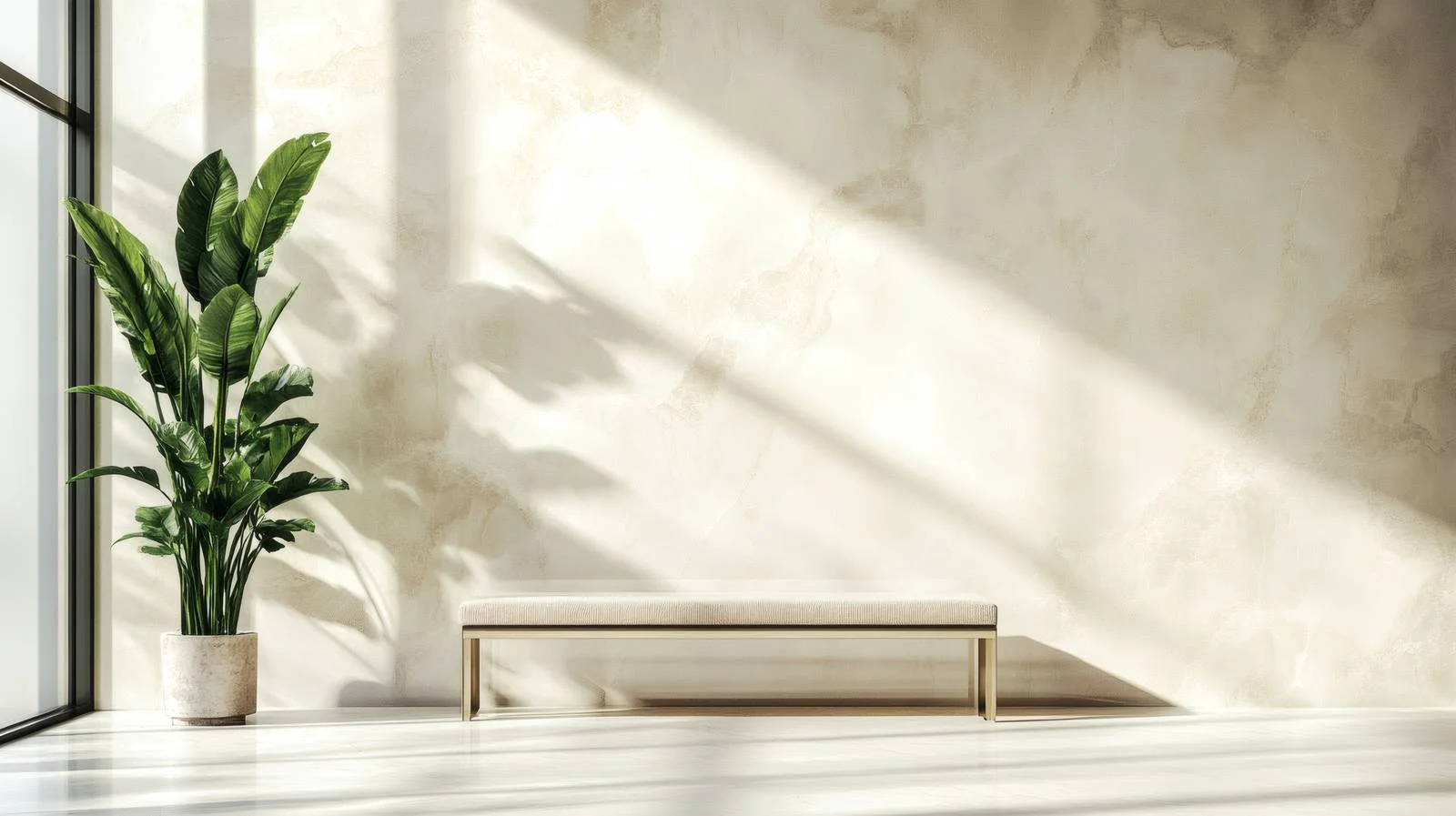 Serene Beige Marble Room with Bench — free download from Dotvec