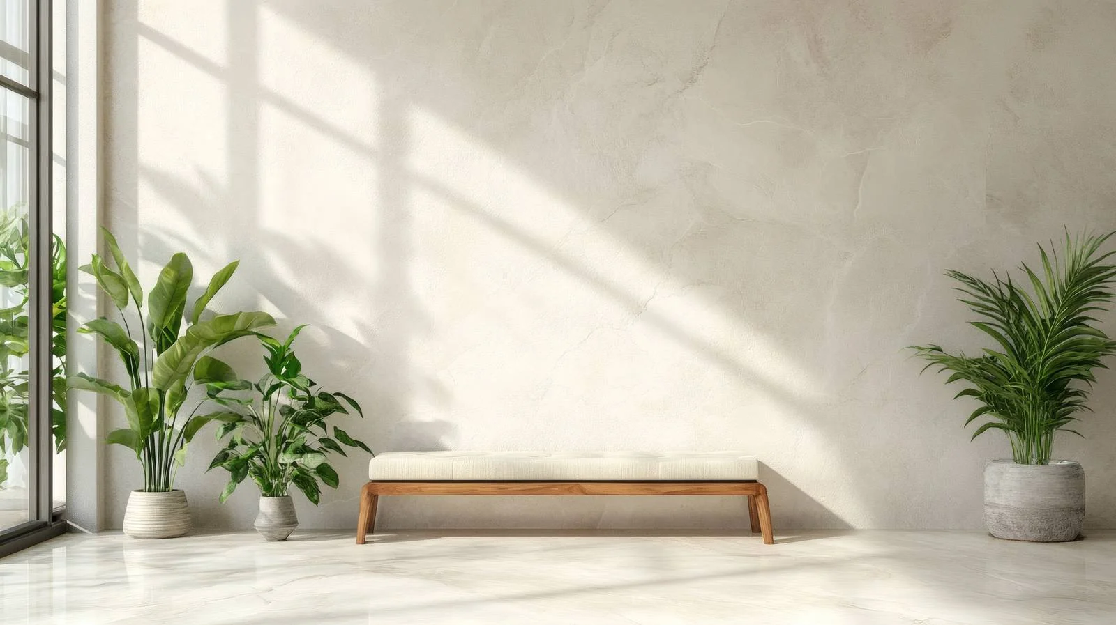 Minimalist Beige Marble Room with Plants — free download from Dotvec