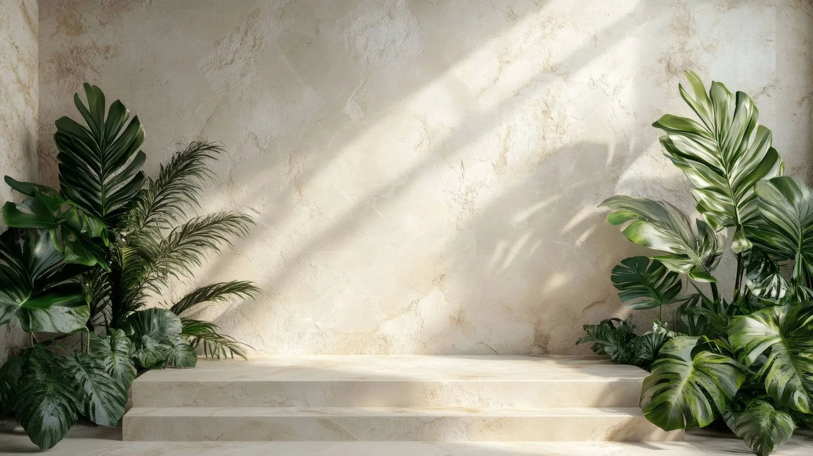 Minimalistic beige interior with isolated plants — free download from Dotvec