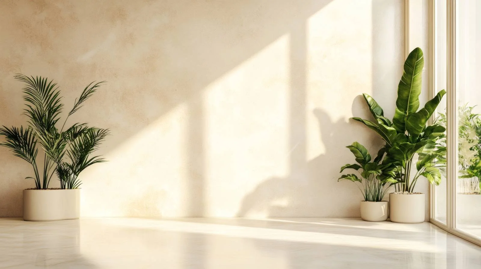 Elegant Beige Marble Room with Plants — free download from Dotvec