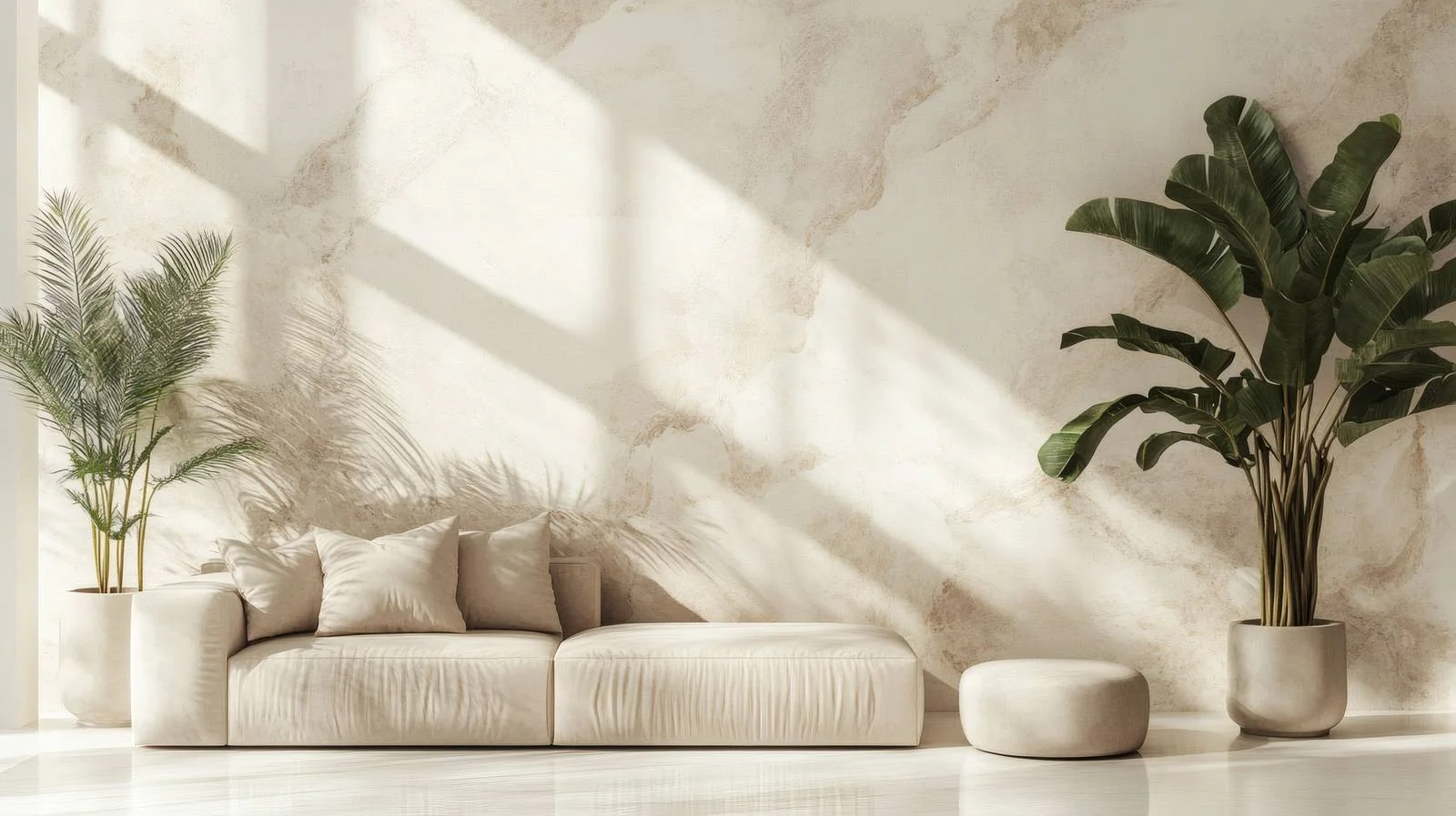 Minimalistic Beige Marble Living Room Setting — free download from Dotvec