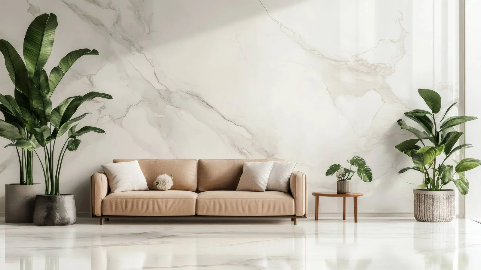 Luxurious Beige Marble Room with Sofa — free download from Dotvec