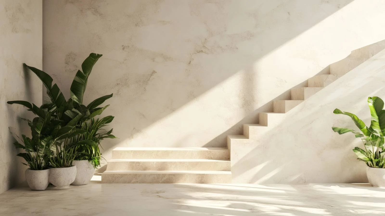 Serenity in Beige Marble Interior with Stairs — free download from Dotvec