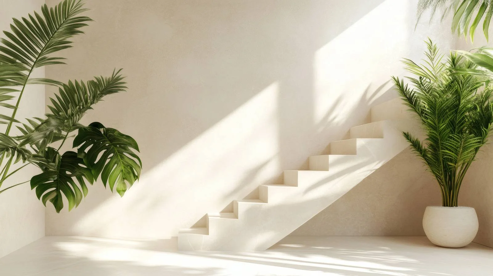 Serenely Empty Beige Marble Staircase Interior — free download from Dotvec