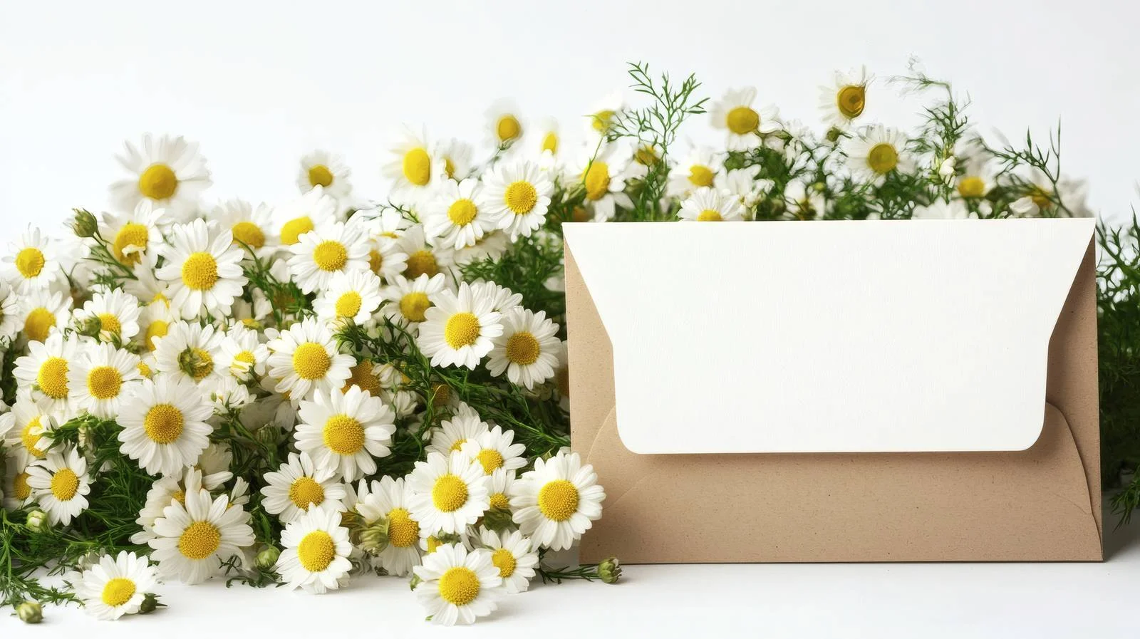 Chamomile Flowers with Blank Envelope Isolated — free download from Dotvec