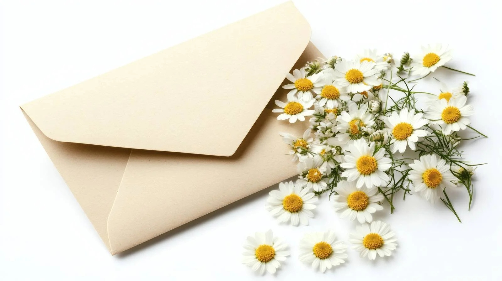 Chamomile Flowers on Blank Card and Envelope — free download from Dotvec