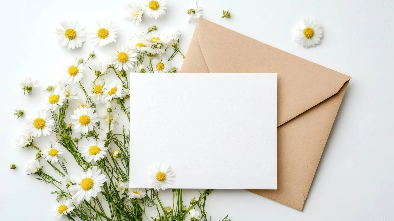 Elegant Chamomile Flowers on Blank Envelope — free download from Dotvec