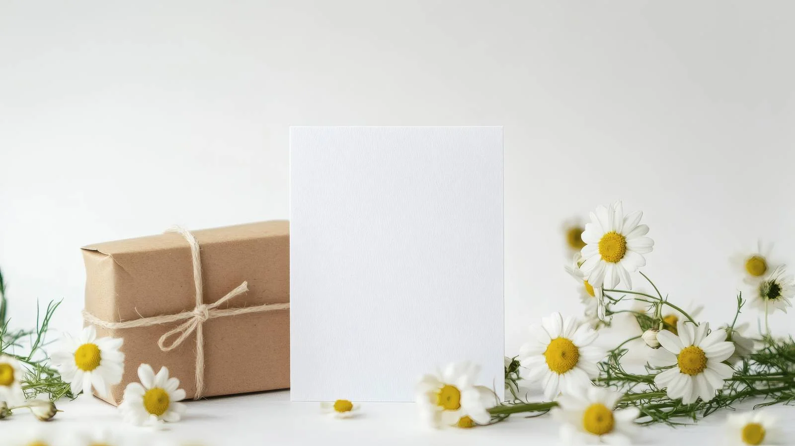 Chamomile flower adorned empty gift box — free download from Dotvec