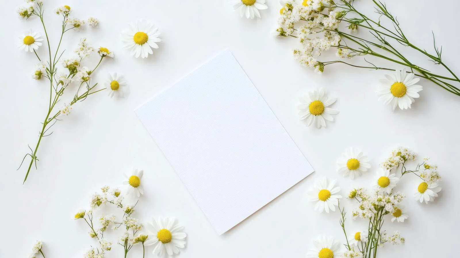 Blank Cards with Chamomile Flowers Isolated — free download from Dotvec