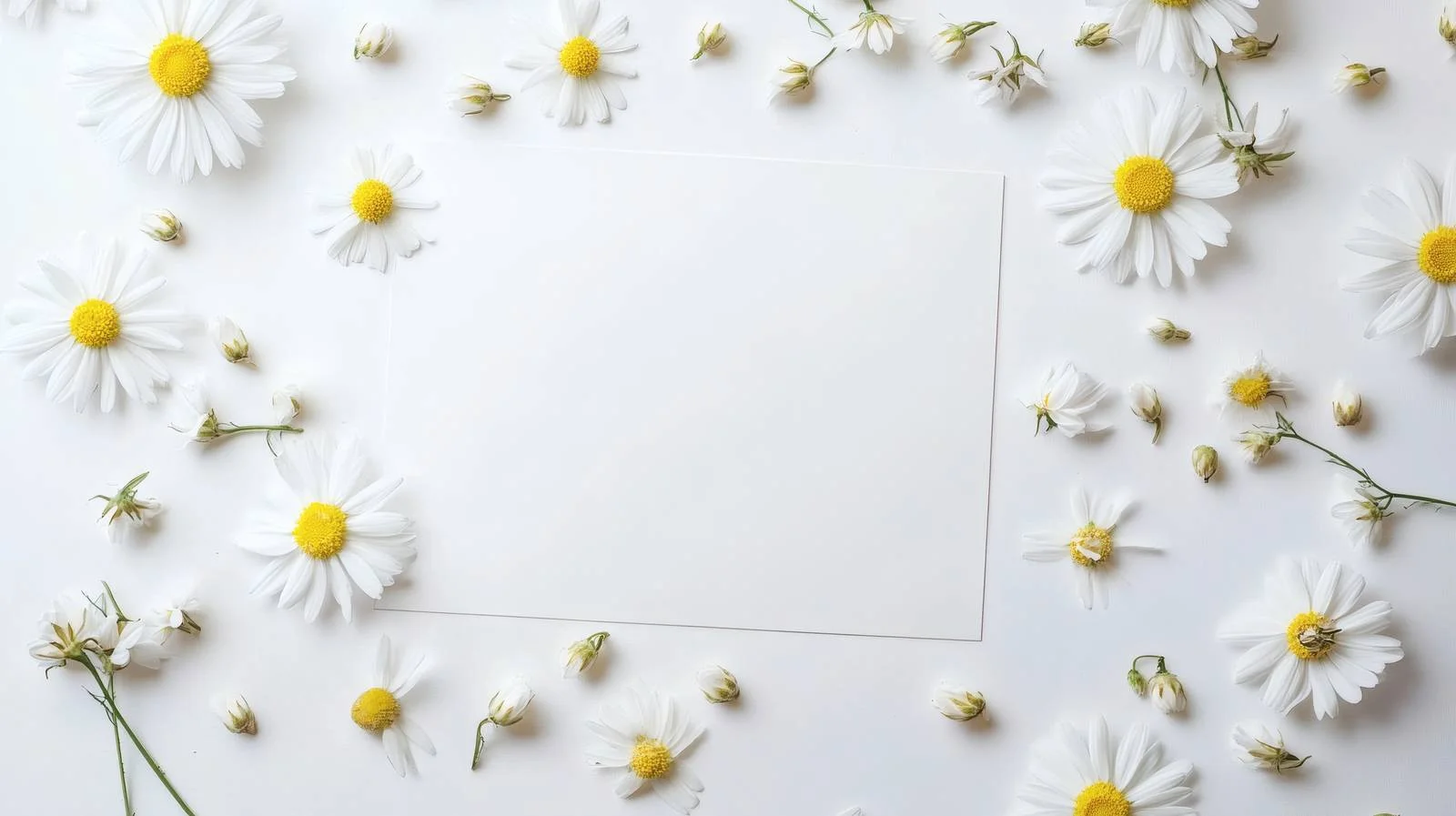 Chamomile flowers with empty blank cards — free download from Dotvec