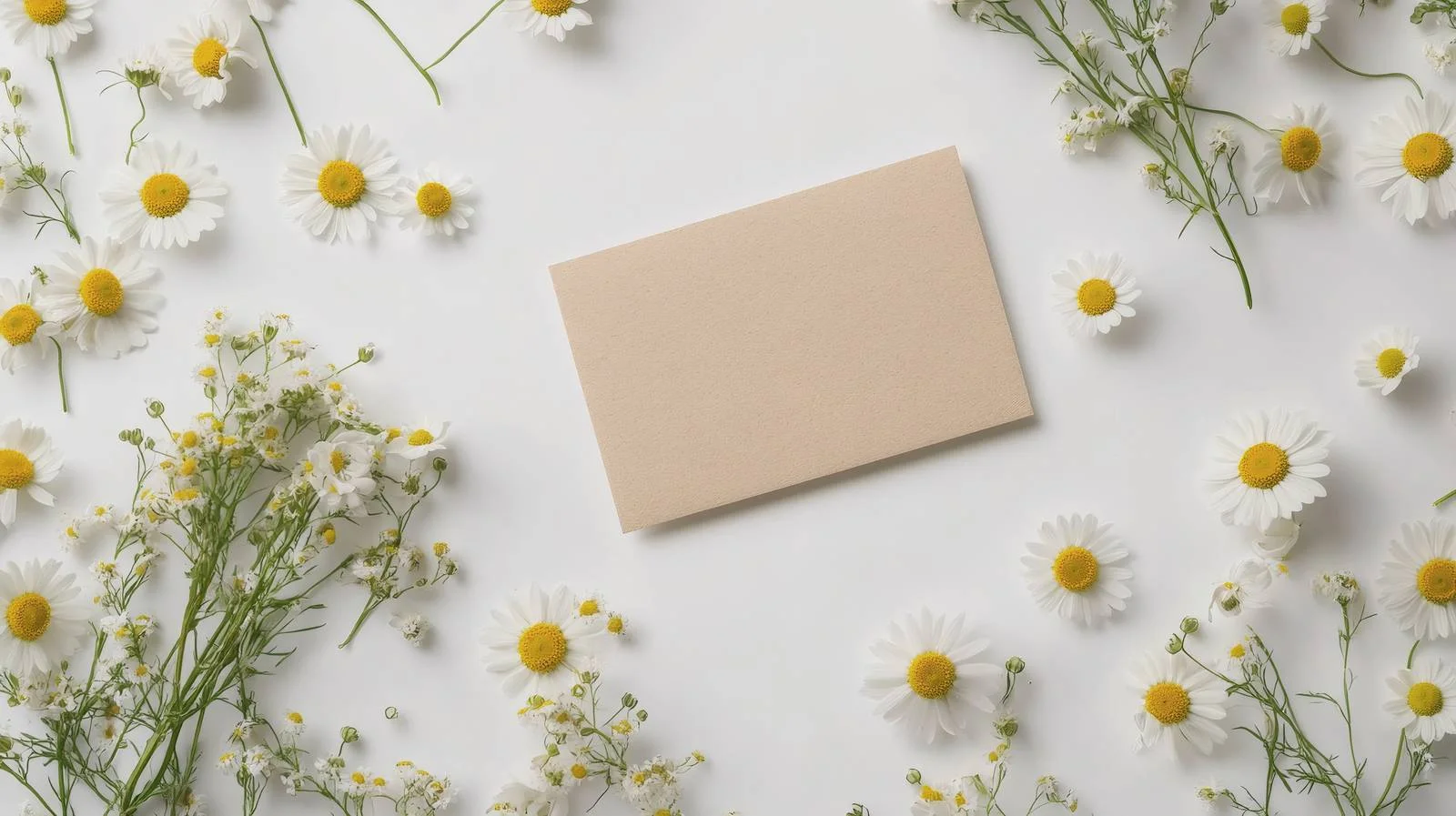 Chamomile Flowers with Empty Blank Cards — free download from Dotvec
