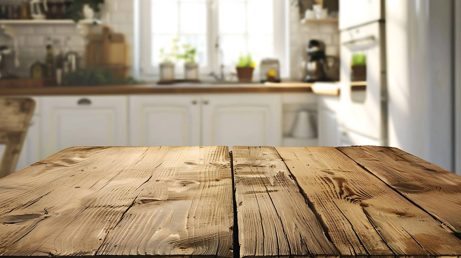 Rustic Countryside Kitchen on Empty Wooden Table — free download from Dotvec