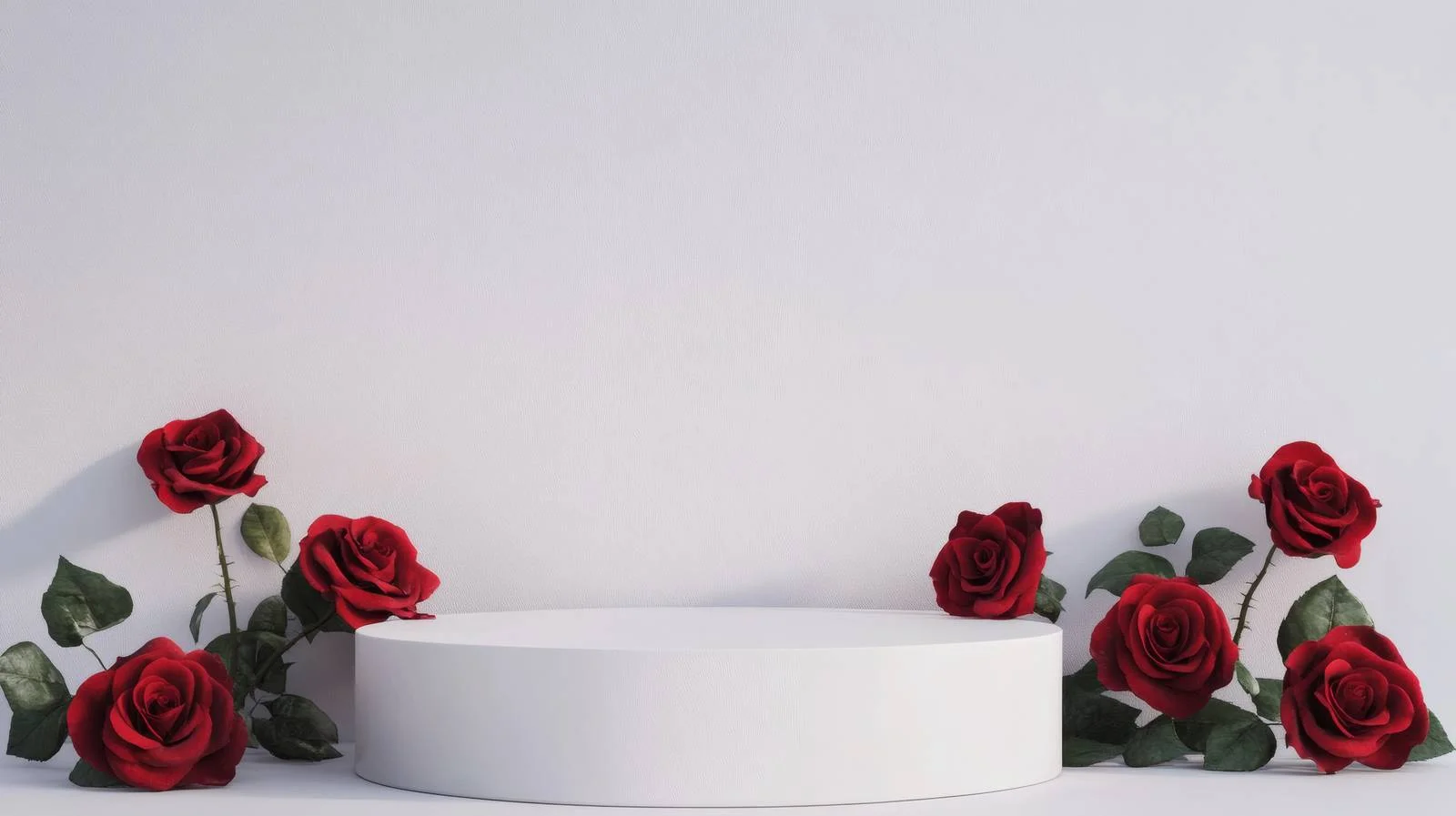 Elegant podium with red flowers on white – free podium image from Dotvec