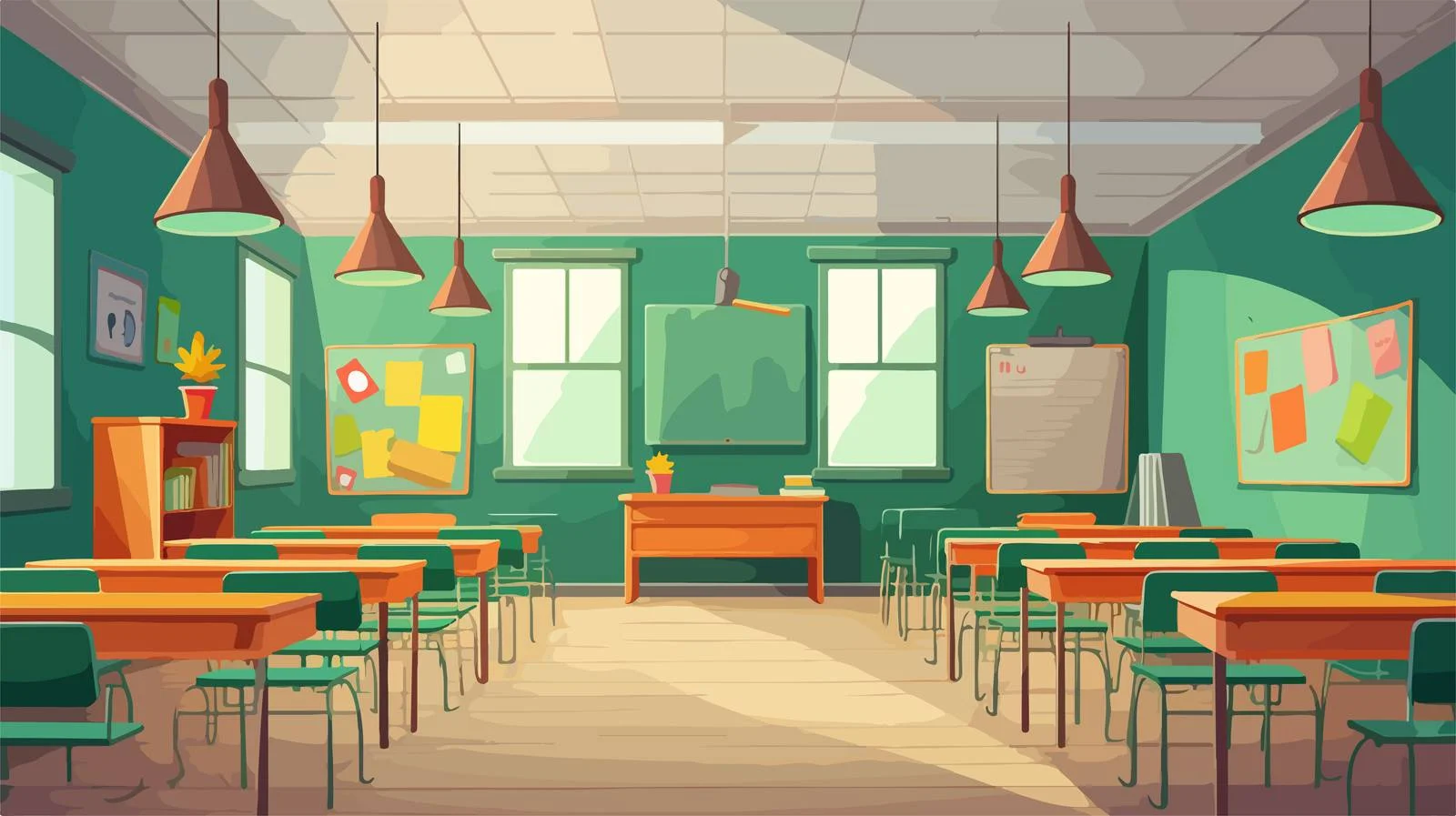Deserted Classroom with Green Chalkboard Pendant — free download from Dotvec