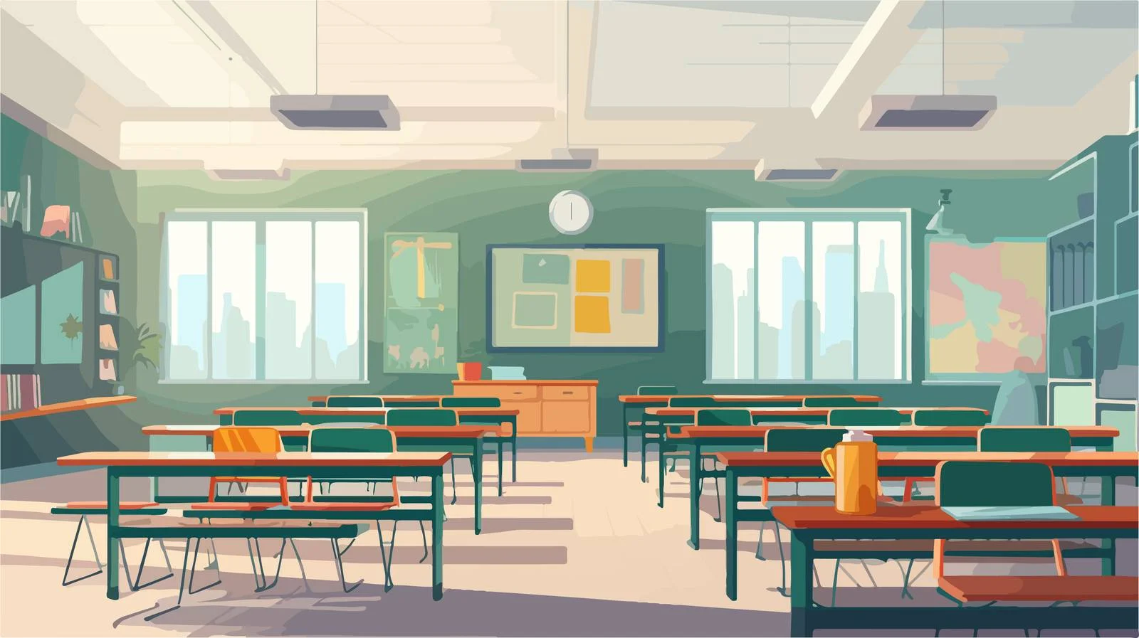 Deserted Classroom with Green Chalkboard Pendant — free download from Dotvec