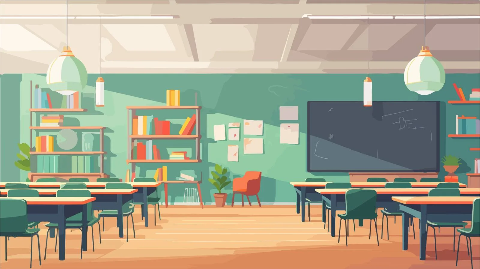 Solemn Classroom with Green Chalkboard Pendant — free download from Dotvec
