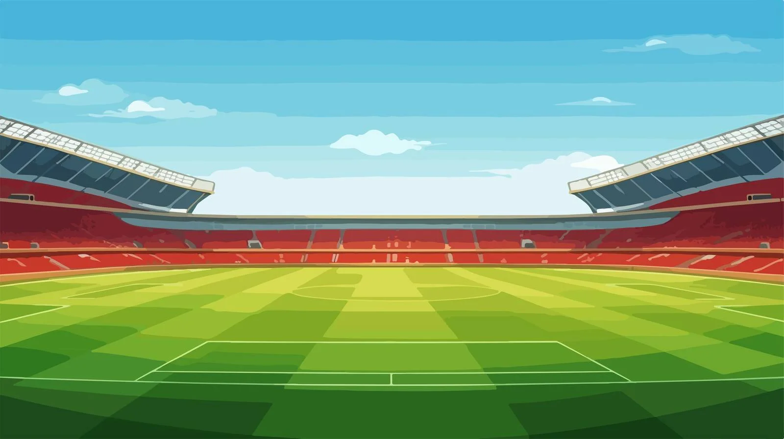 Deserted soccer arena with empty football field — free download from Dotvec