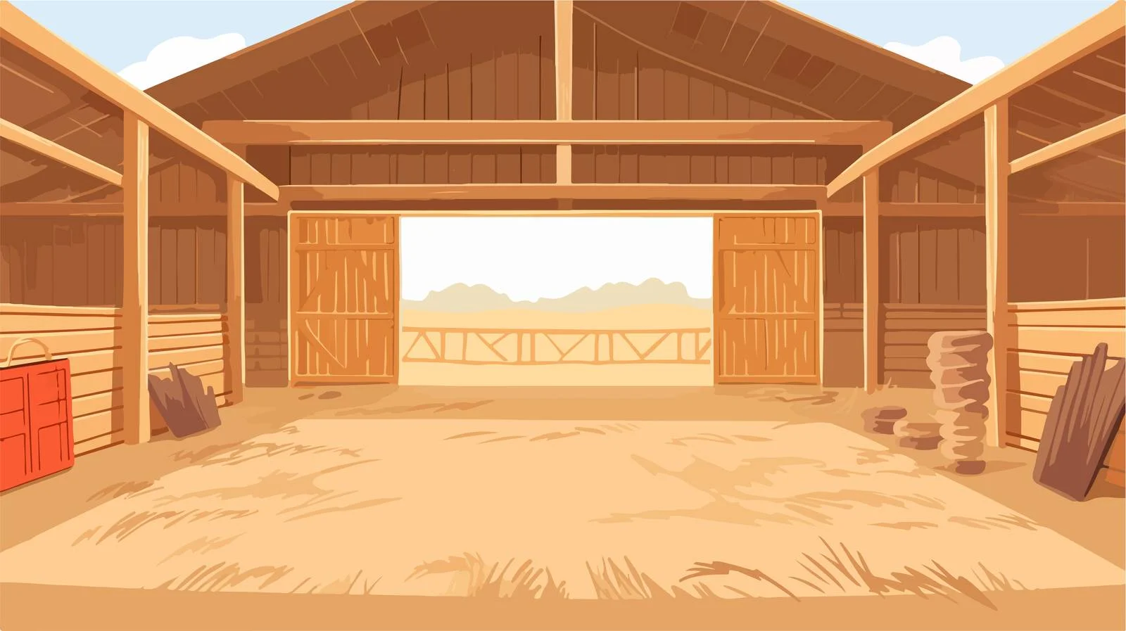 Rustic Empty Stable Stall Interior Panorama — free download from Dotvec