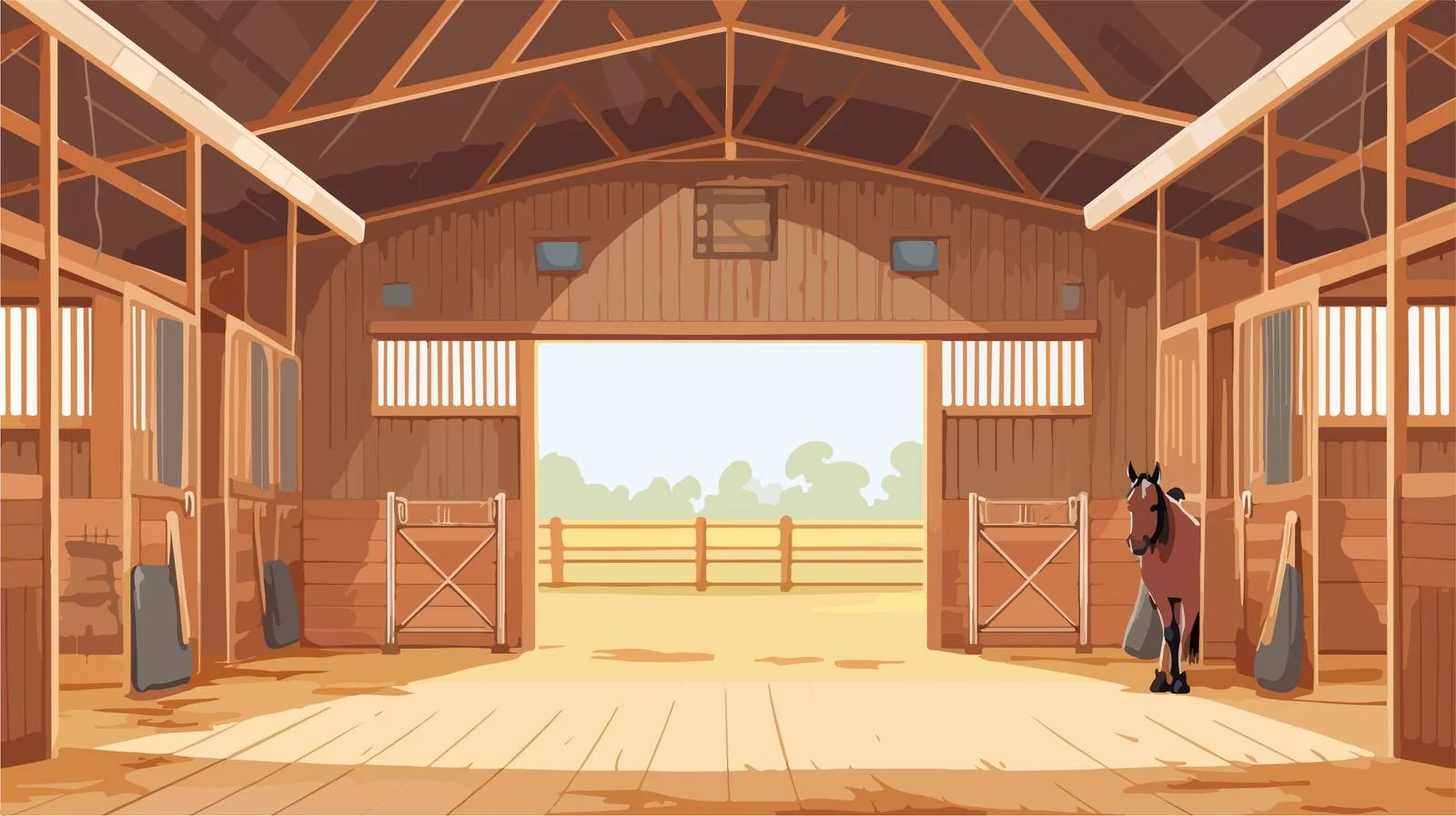 Rustic Wood Shed Stall Panorama View — free download from Dotvec