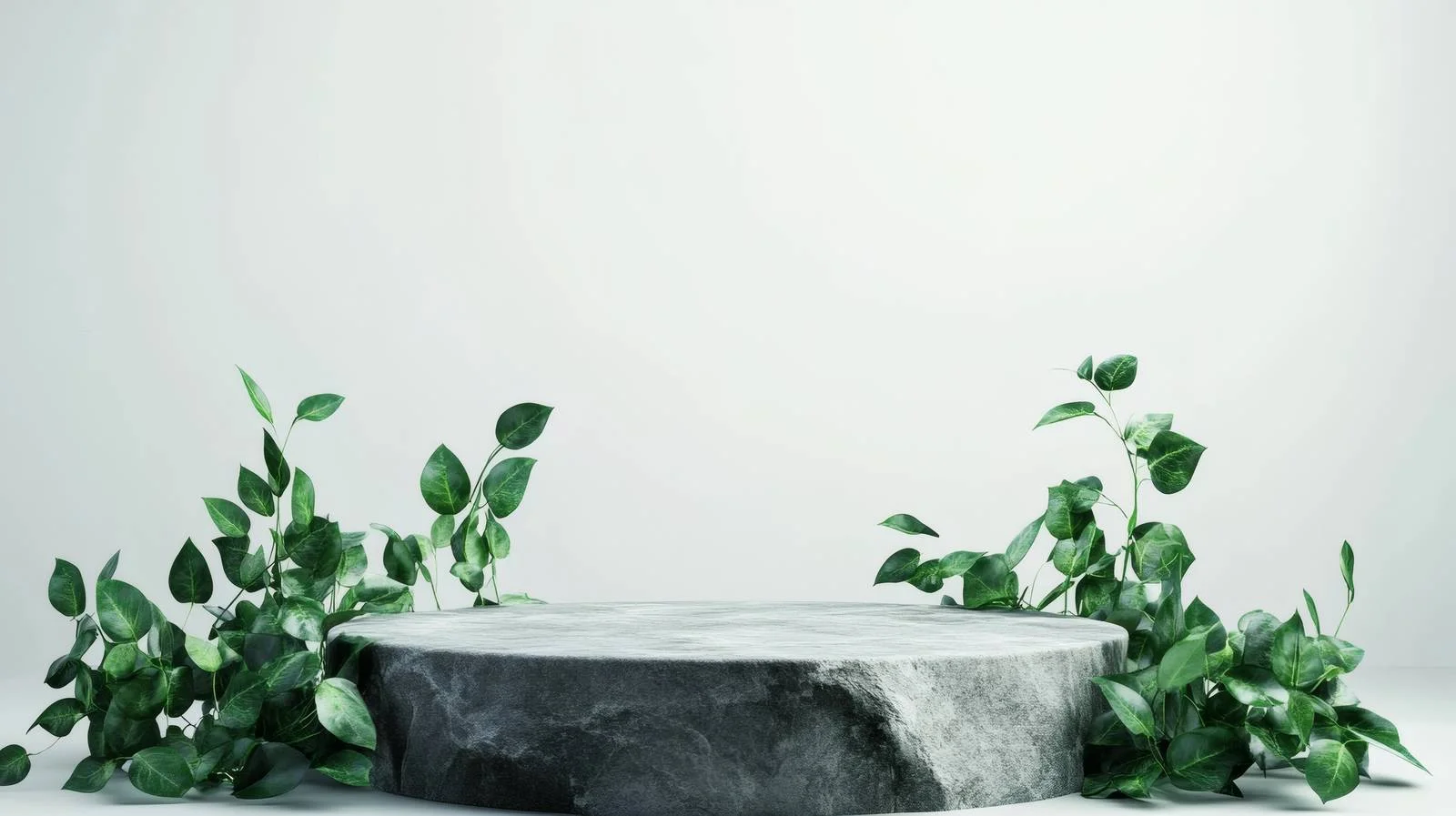 Minimalist Stone Podium with Green Foliage – free podium image from Dotvec